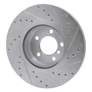 BMW 328I Brake Rotor (1) - Front Left - R1 Concepts - Drilled & Slotted - Silver - `12-`18